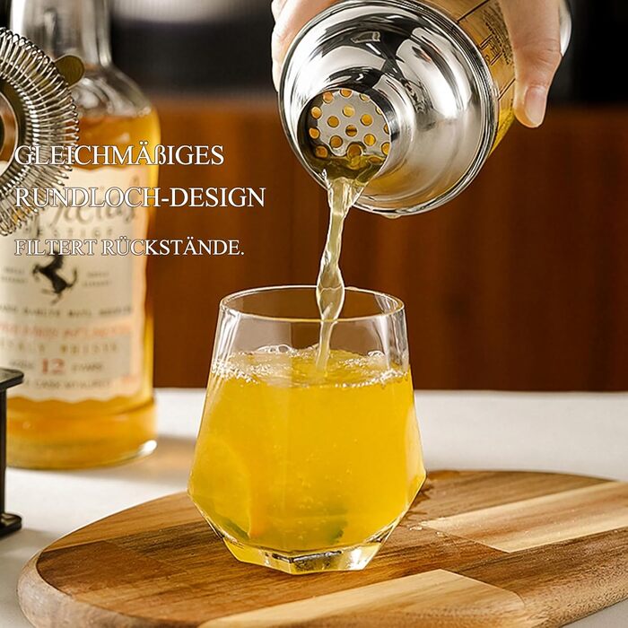 Stainless Steel Cocktail Mix Set - 14 Piece Bartender Kit with Bamboo Stand - Professional Cocktail Shaker Set - Perfect Gift