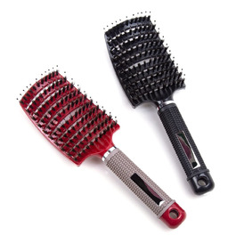 Набір з 3 щітки для волосся з щетиною дикого кабана, розподіляє масляні засоби, розгладжує завитки, дихаюча та прискорює сушку (червоний, чорний (2 шт))