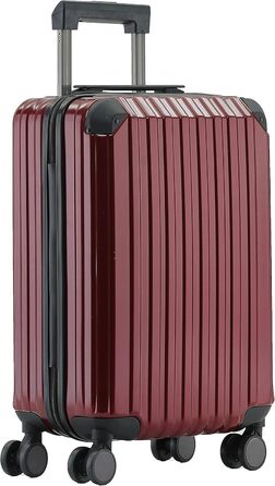 Чемодан з TSA замком, телескопічною ручкою, 4 колесами та жорстким корпусом (Вишневий, компактний)