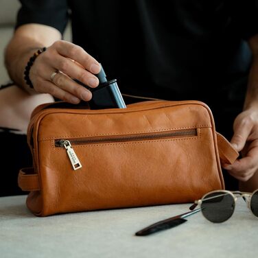Шкіряна косметичка Berliner Bags Vintage Kulturbeutel Tim XL для чоловіків та жінок, коричнева