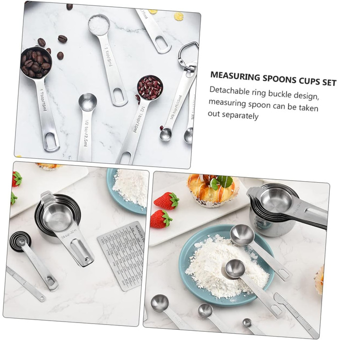 Mikinona 15St Measuring Spoon Conversion Chart Portable Rice Spoon Measuring Cup Baking Mini Shovel Measuring Cup Set Measuring Cups Set Kitchenware Multipurpose Shovel Stainless Steel Silver