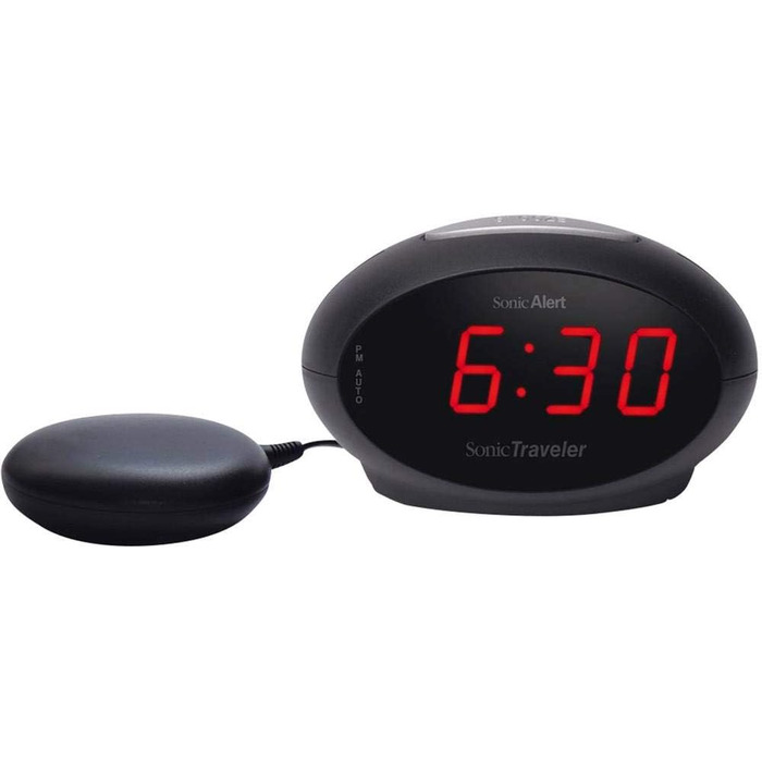 Geemarc SBT600 - Alarm clock for the hard of hearing, deaf, and heavy sleepers with a super loud alarm function, vibrating cushion, and snooze function - USB charging port - DE version