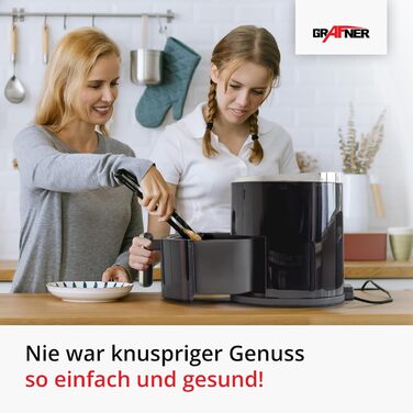 Фритюрниця повітряна Grafner XL, 3.6 л, 1200 Вт, LED-дисплей, 7 програм, система 360° обертання, таймер, антипригарне покриття, без олії