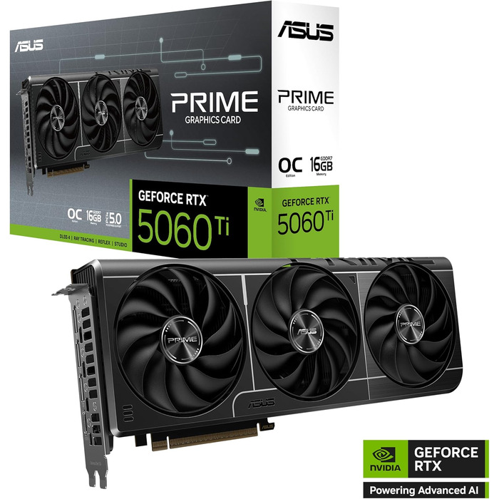 Ігрова відеокарта ASUS Prime GeForce RTX 5060 Ti OC Edition 16GB GDDR7, чорна