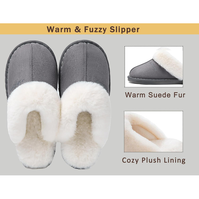 Тапочки халатні Donpapa для дому та вулиці, зимові, теплі, з м'якою устілкою з піною пам'яті, штучне овече хутро, антиковзаюча підошва, розмір 38.5/40 EU, темно-сірий