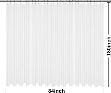 Шторка для душу Barossa Design з вафельної структури, біла, 213,4 x 182,9 см, для готелів, важка тканина, водовідштовхувальна