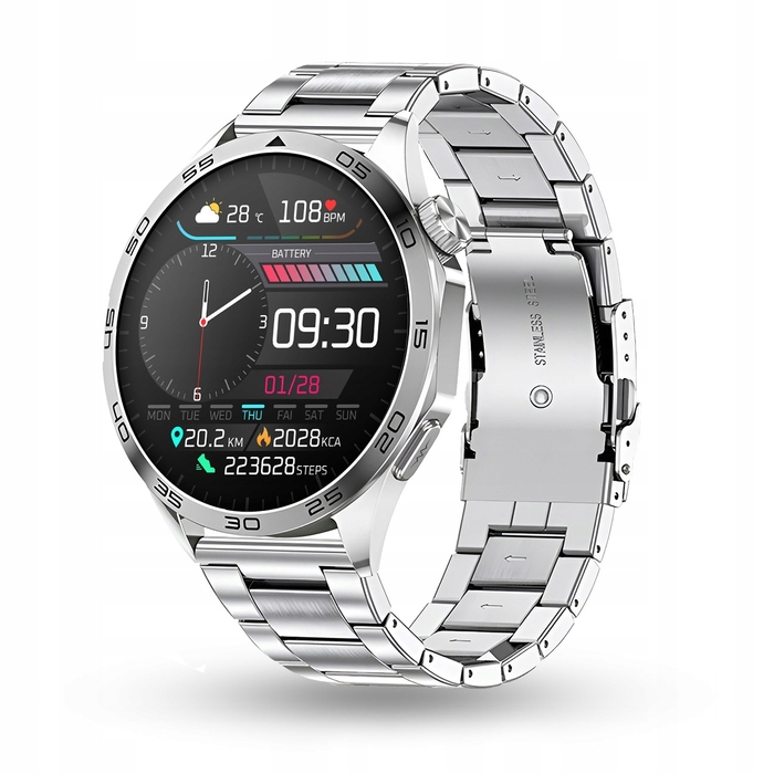 Чоловічий смарт-годинник JG Smart JGR-JS300 з функцією ЕКГ, сріблястий