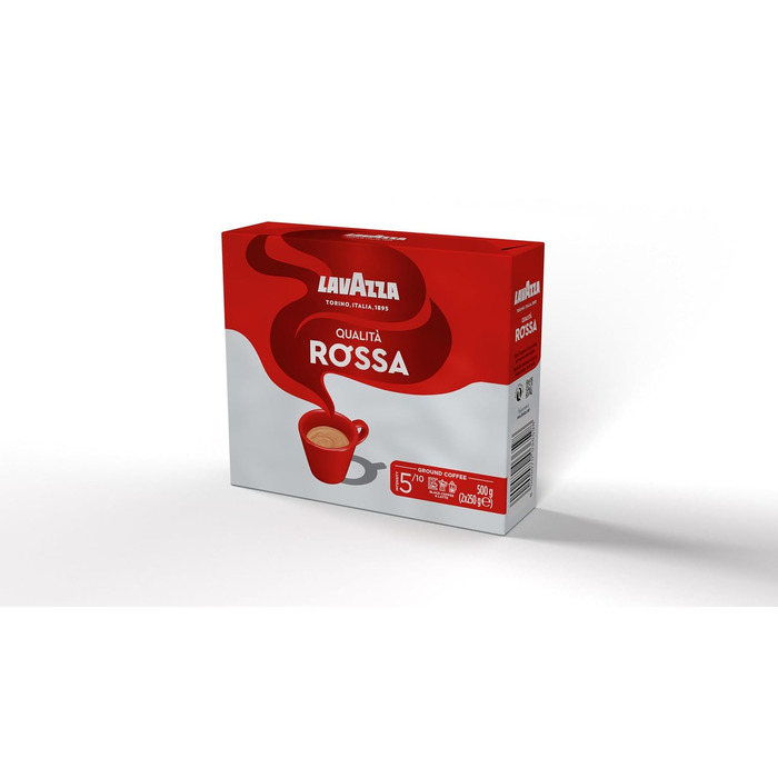 Мелена кава Lavazza Qualità Rossa Classico, для гейзерної кав'ярки та фільтр-кави, інтенсивність 7/10, темне обсмажування, 10 упаковок по 250 г