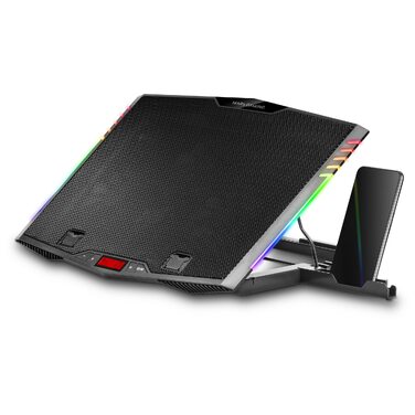 Охолоджуюча підставка для ноутбука Mars Gaming MNBC5 XL ARGB, 6 вентиляторів, тримач для смартфона