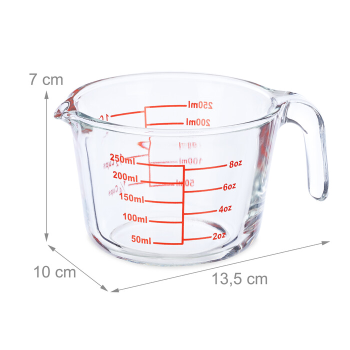 Relaxdays 250 ml Glass Measuring Cup
