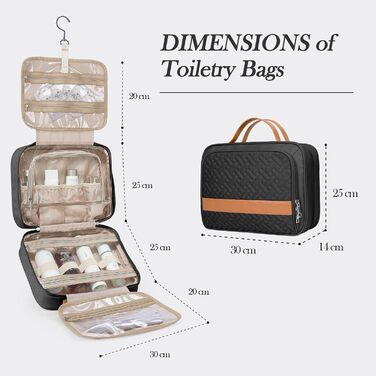 Складана дорожня косметичка IDEATECH, водонепроникна, для чоловіків та жінок, з петлею для підвішування (251-чорний)