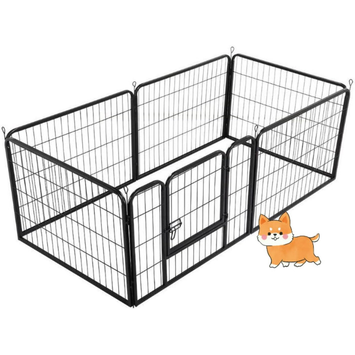 Клітка для собак, металева, для цуценят, гризунів, кроликів, розкладний вольєр, з дверцятами (310 x 2,5 x 75 см, 80 x 60 см)