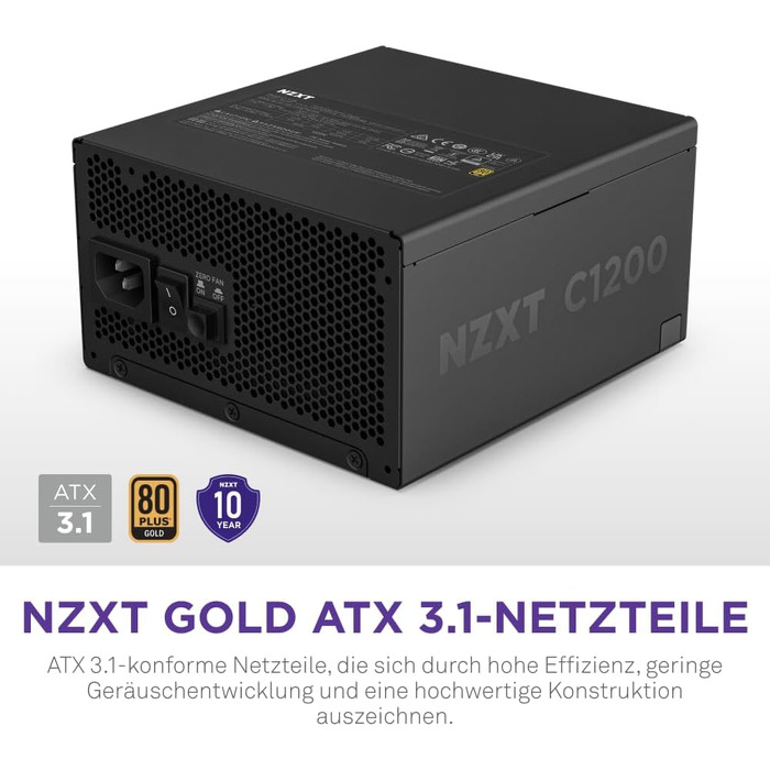 Блок живлення NZXT C850 Gold ATX 3.1, 850W, 80 Plus Gold, повністю модульний, чорний