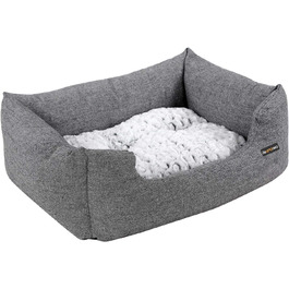 Feandrea Luxus Dog Bed, XL, Dog Cushion, made of Oxford fabric, with a non-slip bottom, 100 x 70 cm PGW28H (L 60 x W 50 x H 20 cm, Grey)