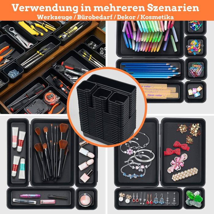 45-Piece Tool Case Empty Organizer Sortierbox, Tool Storage Drawer Organization System Tool Box Organizer, Storage Box Sort Boxes for Small Parts, Screws, Gadgets, Workshop.