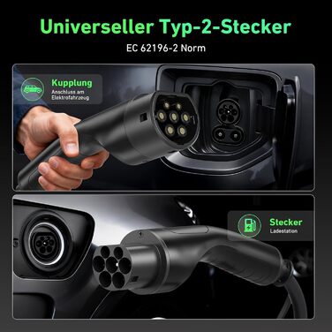 Кабель зарядки Type 2 (Mennekes) 11кВт, 5м, 16A, 3-фазний, IP67: для електромобілів, з сумкою. Підходить для Tesla Model S/3/X/Y, Volkswagen ID.3, ID.4