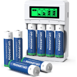 Зарядний пристрій для акумуляторів AA з LCD-дисплеєм, 8 шт. акумуляторів 3300mAh, NiMH 1.2V, 4 слоти для заряджання