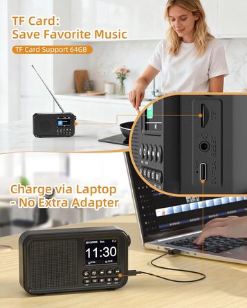 Портативне DAB/FM радіо з Bluetooth, екраном 2.4