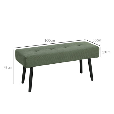 HOMCOM Upholstered Bench with Corduroy Cover, Tufted Bed Bench with Metal Legs, Shoe Bench Entryway Furniture for Bedroom, Living Room, Hallway 100 x 36 x 45 cm Green | Aosom
