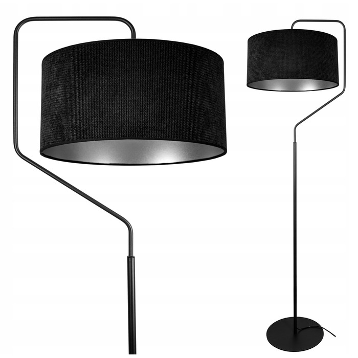Сучасна торшерна лампа Glimex, патрон E27, 60 Вт, чорний, сріблястий, сірий
