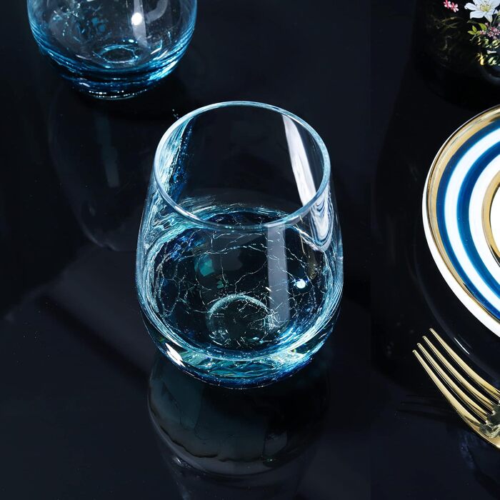 Елегантні кришталеві келихи Joeyan з ефектом синього льоду, набір 2 шт, 630 мл. Великі сині келихи з ефектом тріщин для червоного вина зі ніжкою, виготовлені вручну, кольорові, естетичні келихи для білого вина, подарунок для поціновувачів вина.