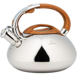 Чайник швейцарський Kinghoff/Klausberg 3274 7077 з нержавіючої сталі, 3л, Induktion, з свистком, сріблястий