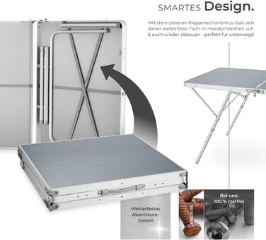Складний алюмінієвий стіл Tectake для кемпінгу, саду та тераси 180x70x70.5 см, вологостійкий