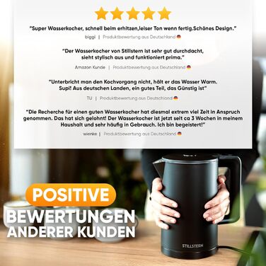 Stillstern Kettle with Temperature Setting [1.7L | 40-55-70-85-100°C], 12 Hour Keep Warm, Precision Stainless Steel Spout, Anti-Fingerprint, Fast Heating [2200W], Quiet, Stable Base