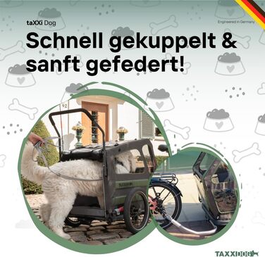 Фahrradanhänger TAXXI Dog M для собак до 40 кг - стабільний, з двома входами, сіткою, відбивачами, з'єднувачем, складаний, водостійкий