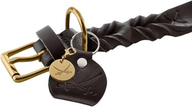 Нашийник для собак HUNTER Sanisbar Solid, шкіряний, міцний, з латунними застібками, з брелоком, виготовлений у Німеччині, чорний, розмір 40