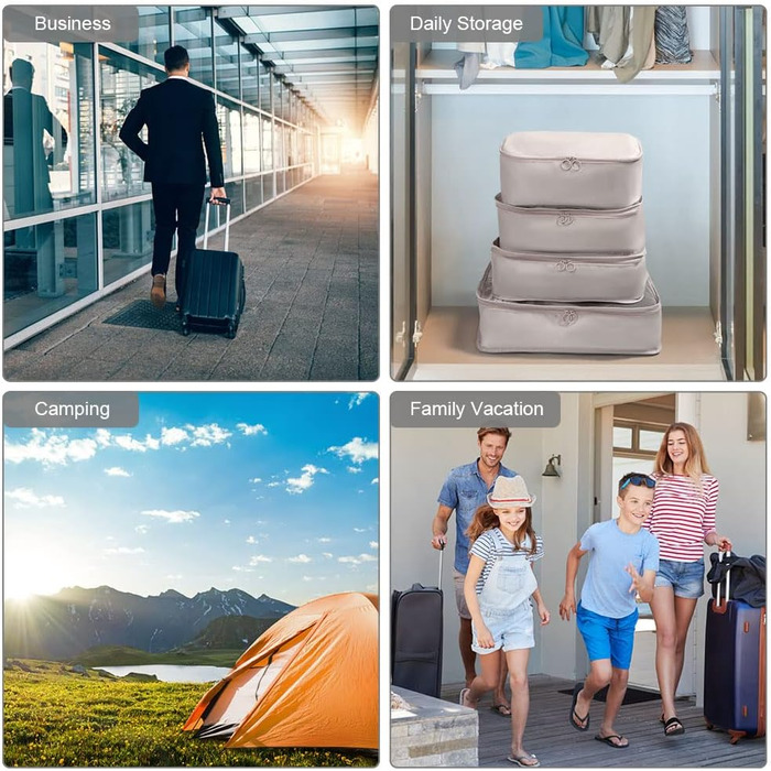 Органайзер для валізи OSDUE, набір 6 шт. (рожевий/бежевий), Packing Cubes, водонепроникні сумки для подорожей