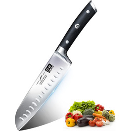 Кухонний ніж Santoku SHAN ZU 18 см з німецької нержавіючої сталі, надгостре лезо, ергономічна ручка, подарункова упаковка