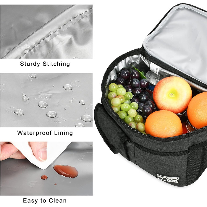 Термосумка Kato Tirrinia 17L (23 банки) - велика, чорна, водонепроникна для пікніків, роботи, пляжу