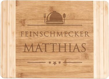 Maverton Bamboo Cutting Board with Engraving - Serving Board - Charcuterie Board Solid Wood - Size: 35x25 cm - Cutting Board for Men - Christmas Gifts - for Birthdays - for Christmas - Foodie