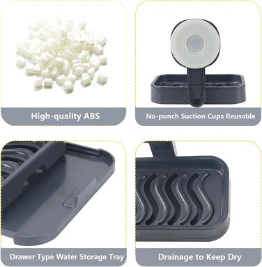 Тримач для мила настінний з піддоном, сірий (1 шт.)