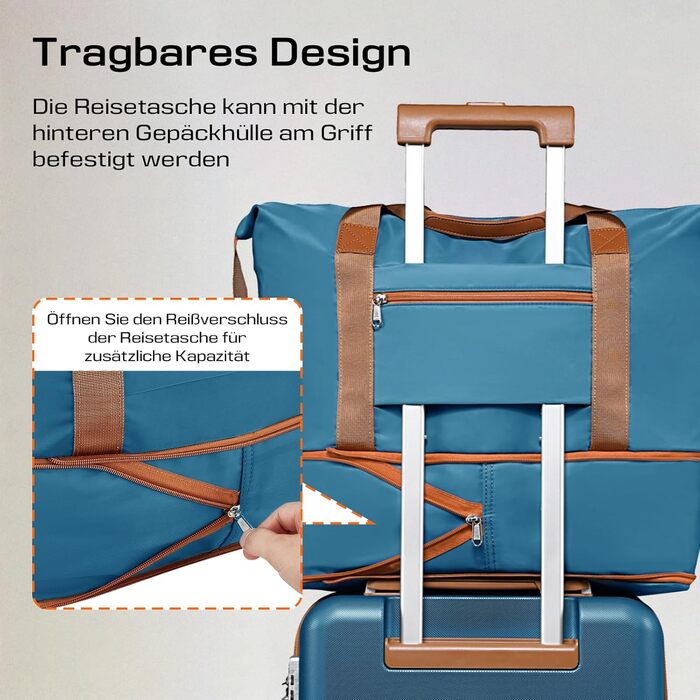 Чемодан Joyway ABS з розширенням, набір 4-х коліс та TSA-замком. В комплекті: сумка та косметичка (Блакитний, M)
