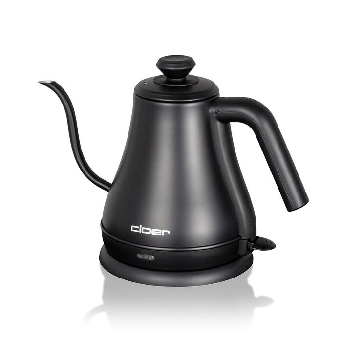 Електричний чайник Cloer 4960 з гусячим носиком, 0.8 л, нержавіюча сталь, чорний, 1000 Вт