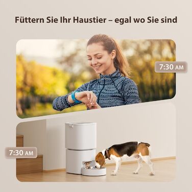 Автомат для годування котів та собак, 5л, розумний, білий. Програмоване годування 1-10 разів на день.