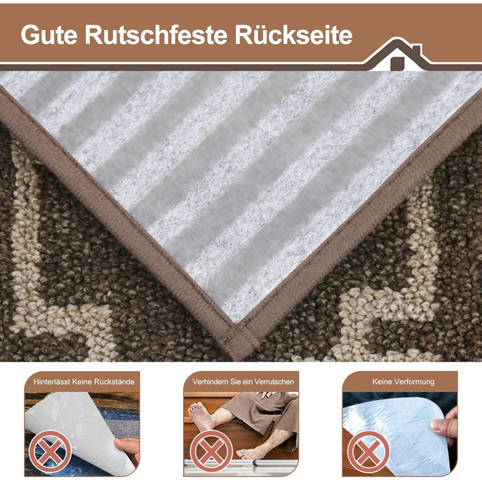 Килимок для сходин BEQHAUSE, 15 шт., самоклеючий, для дітей, літніх людей та домашніх тварин, 100% поліестер, TPE-підкладка, 22x70 см, коричневий