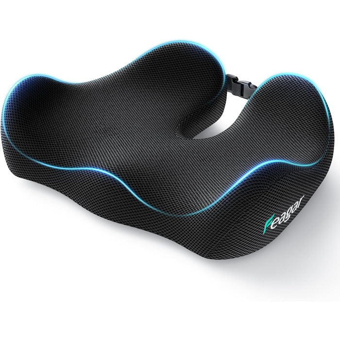 Ортопедична подушка для сидіння Feagar з memory foam - ергономічна подушка для офісного крісла, авто та дому - для полегшення болю в куприку при тривалому сидінні, неслизька (до 100 кг)