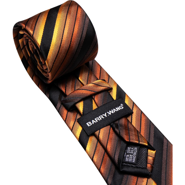 Чоловіча краватка з бавовни Barry.Wang, краватка з кишеньковим хустиною та запонками, набір краваток у клітинку, святкова краватка для весілля (чорний та золотий)