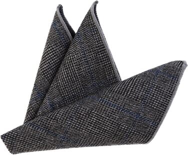 Метелик DonDon чоловічий, бавовняний, в клітку (синьо-чорно-сірий), з нагрудною хустинкою 23x23 см, стиль твід