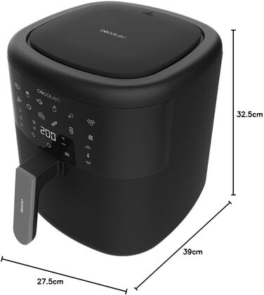 Фритюрниця без олії Cecotec Cecofry Bombastik 6000, 6 л, 1700 Вт, PerfectCook, 12 режимів, чорна