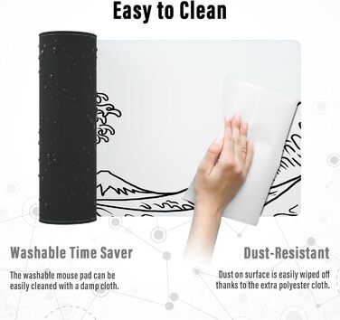 Ігрова мишка Pad Ovenbird з картографічним малюнком, з прошитими краями, великий XL, 80 x 30 см, чорний