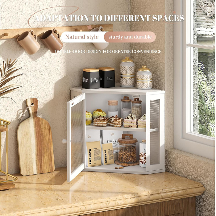 Блок для хліба Eck-Brotkasten, великий, з подвійним відсіком, для кухні, білий. Кухонна панель робочої поверхні, біла, велика, 11.8' x 11.8' x 13.8'