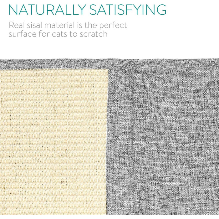 Navaris Cat Scratch Mat Scratch Protection Sofa - Sisal Scratch Rug 130 x 45 cm for Cat - Couch Cat Scratch Mat - also suitable for dogs - (Light Grey - white)