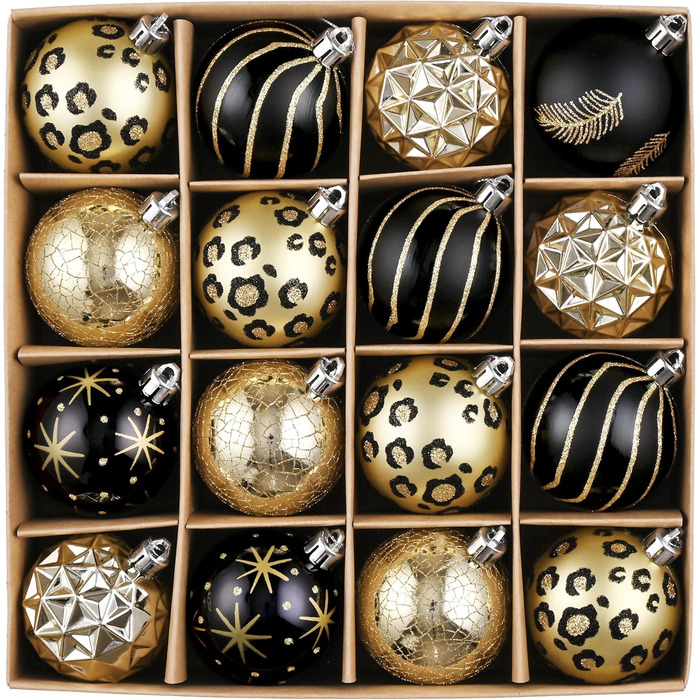 Набір новорічних кулічок Valery Madelyn (16 шт, 6 см) - червоно-зелено-золотий декор, з подарунковою упаковкою