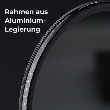 Фільтр ND Variabler K&F Concept 55mm (ND2-ND400) для фотографії пейзажів (Nano-Basic Series) з 3 серветками для чищення