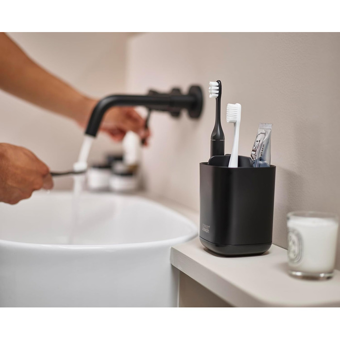 Тримач для зубних щіток Joseph Joseph Easystore, пластиковий, з неслизьким дном, сірий/білий