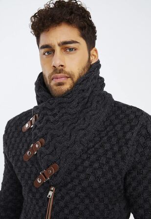 Чоловічий кардиган Leif Nelson з блискавкою, Regular Fit, антрацит/чорний, 3XL